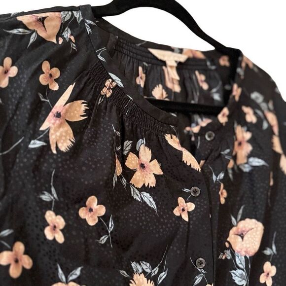 NWOT Rebecca Taylor Black Floral Jacquard Daniella Silk Blouse Size 2 Small - Picture 6 of 16